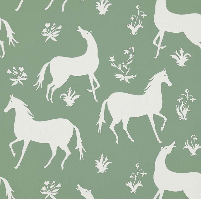 Pierre Frey Les Cavales Argile Verte Wallpaper Off Samples