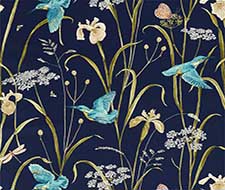 Sanderson Kingfisher & Iris Navy/Teal Fabric DNTF226733