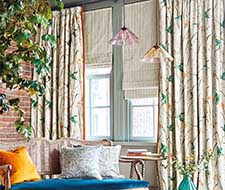 Room shot image of Sanderson Kingfisher & Iris Azure/Linen Fabric DNTF226732