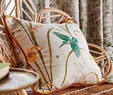 Room shot image of Sanderson Kingfisher & Iris Azure/Linen Fabric DNTF226732