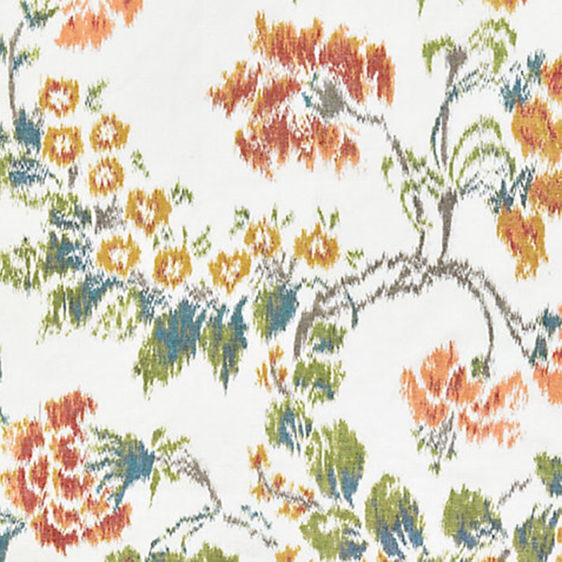 Scalamandre Kew Gardens Warp Print Multi On Ivory Fabric SC 000116611