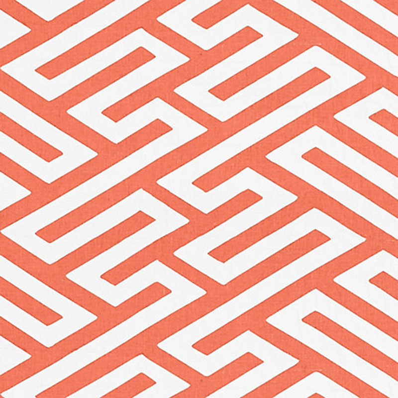 Scalamandre Canton Fret Applique Coral Fabric SC 000327218