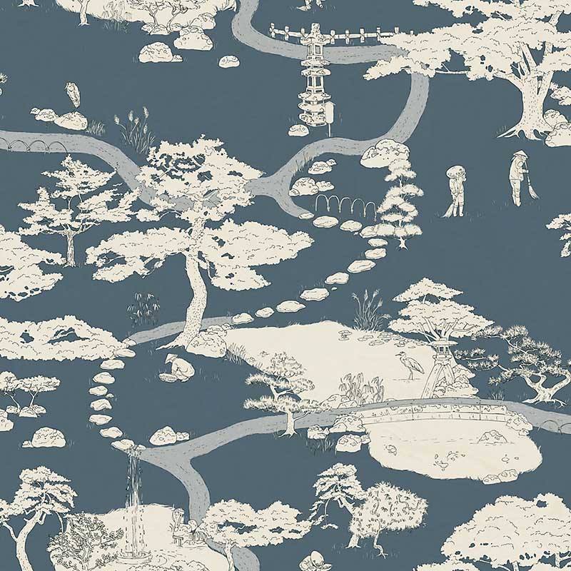 Scalamandre Kenrokuen Blue Wallpaper WSB00560239