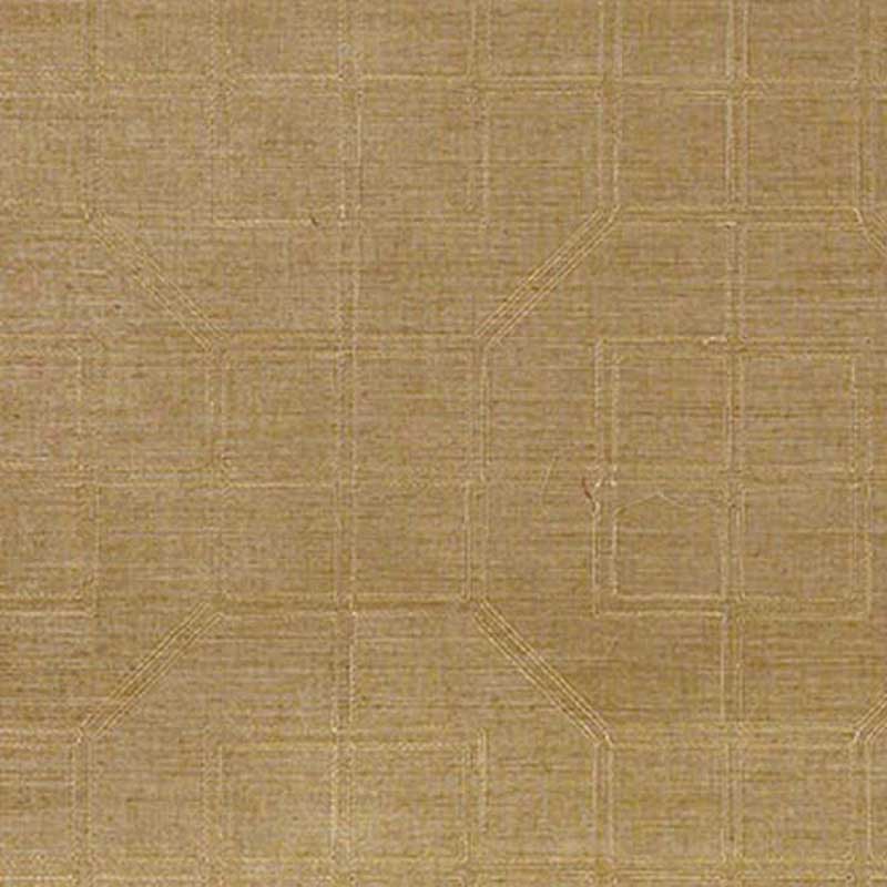 Schumacher Linyi Embroidered Fret Linen Wallpaper 5003553