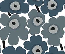 Marimekko Unikko Steel Blue and Gray Wallpaper 23353X