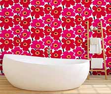 Room shot image of Marimekko Unikko Gray and Caramel Wallpaper 23351X
