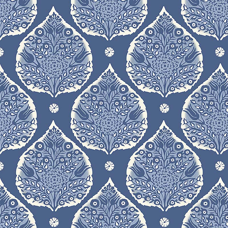 Dutch Rose Garden Traditional French Ticking Blue Delft Wallpaper - Buy  Online at Happywall