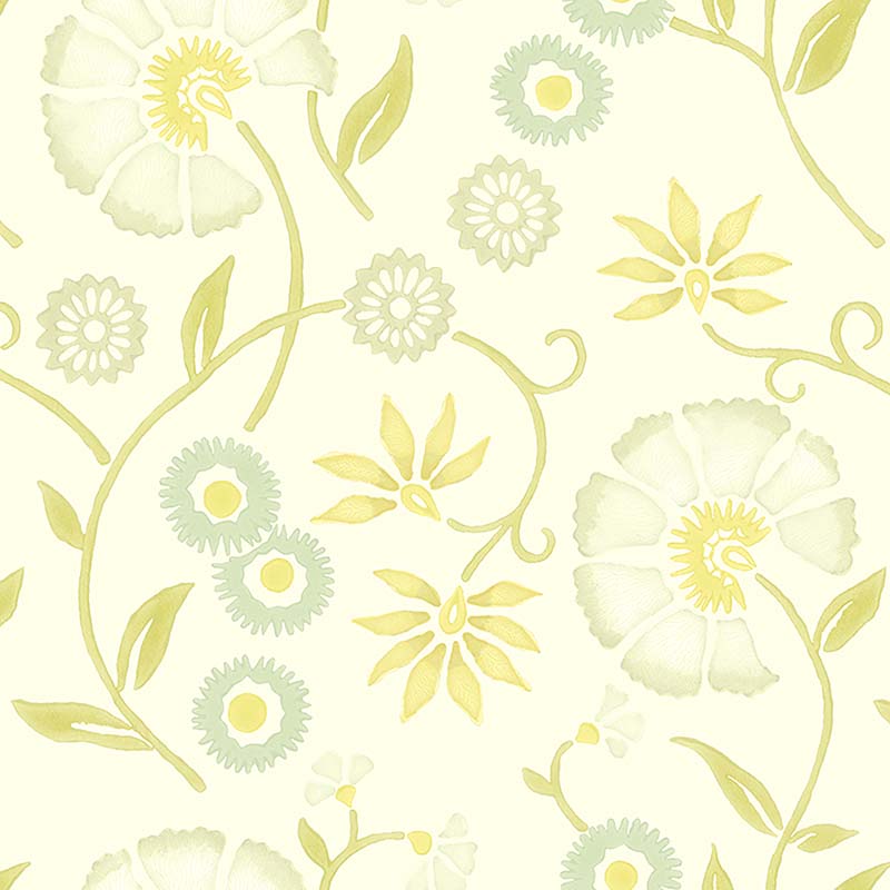 Brunschwig and Fils Weymouth Canary Wallpaper 40% Off | Samples