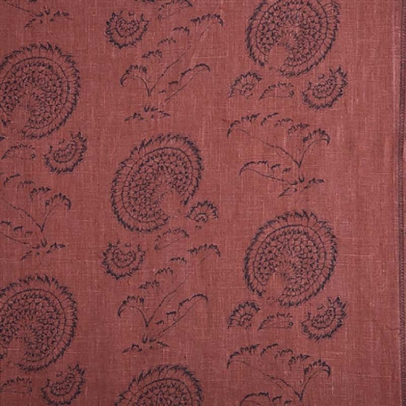 Jasper Indian Flower Indigo on Red Fabric 40% Off | Samples