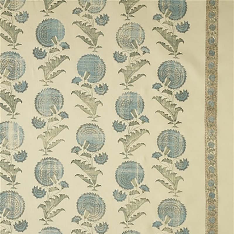 Jasper Indian Flower Turquoise Fabric 40% Off | Samples