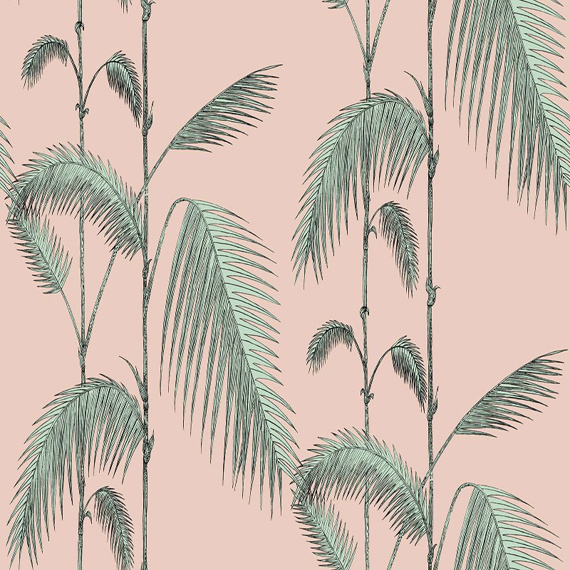 Cole and Son Palm Leaves Plaster Pink Mint Wallpaper 40 Off Samples