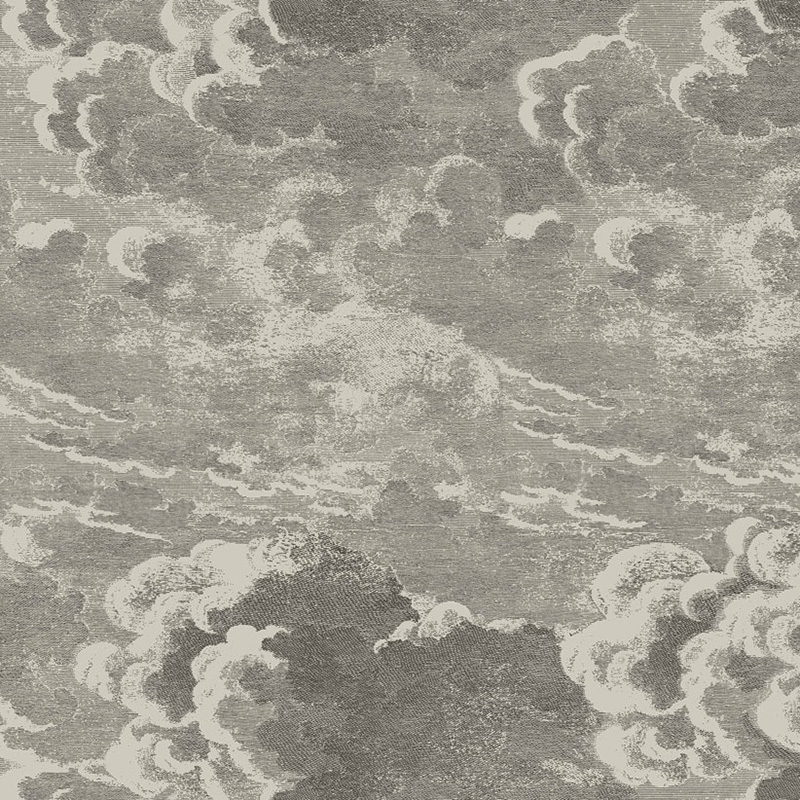 Nuvolette Black White Clouds Pattern Wallpaper