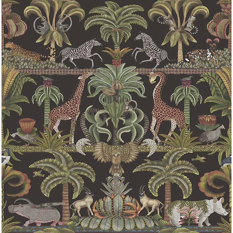 Cole and Son Afrika Kingdom Olvgrn&Spgrn Bck Wallpaper 40% Off | Samples