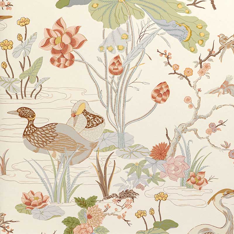 Apricot Floral Wallpaper - Peel and Stick or Non-Pasted