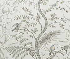 Brunschwig and Fils Bird And Thistle Blue Wallpaper 40% Off | Samples