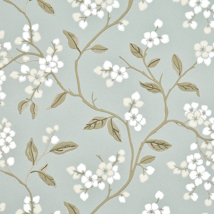 G P and J Baker Apple Blossom Aqua Gilver - 2 Wallpaper 40% Off | Samples