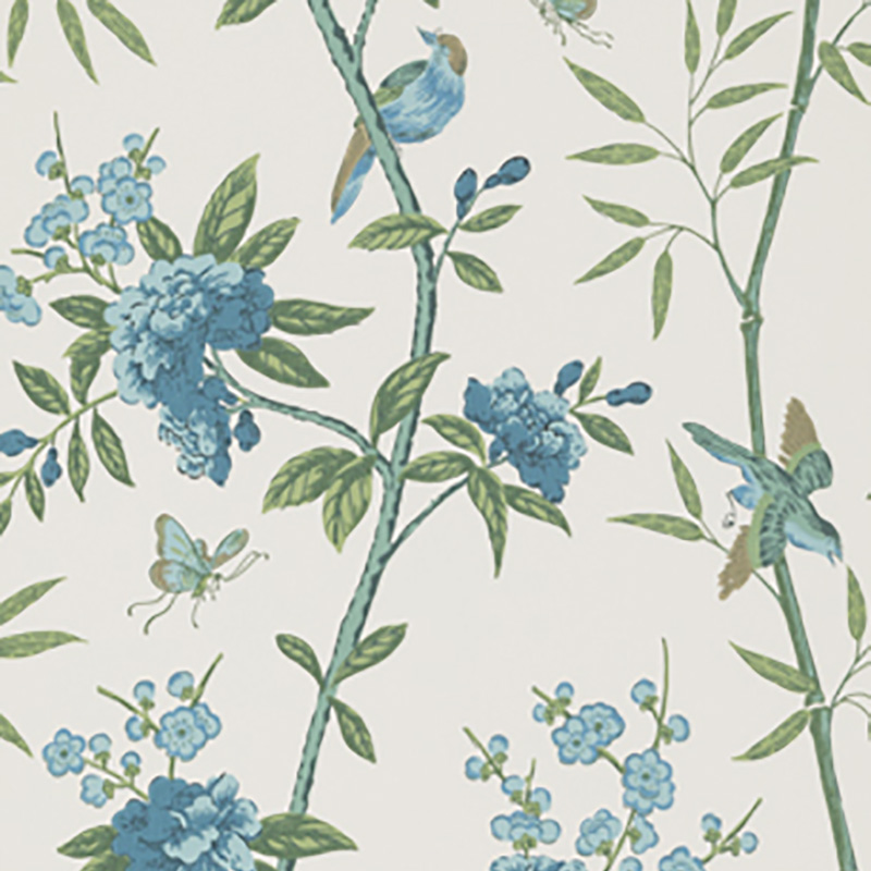 G P and J Baker Peony & Blossom Indigo Teal Wallpaper 40 Off Samples