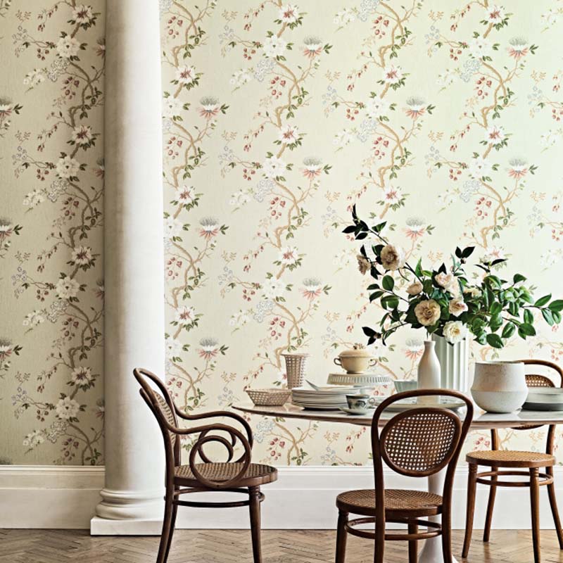 Cole and Son Camellia Coral Sage Butterc Wallpaper 40% Off | Samples