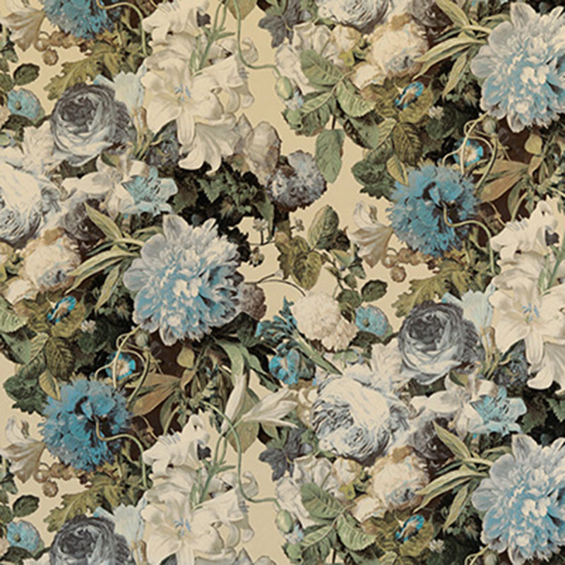 Mulberry Home Floral Pompadour Velvet Sage Fabric 40% Off | Samples