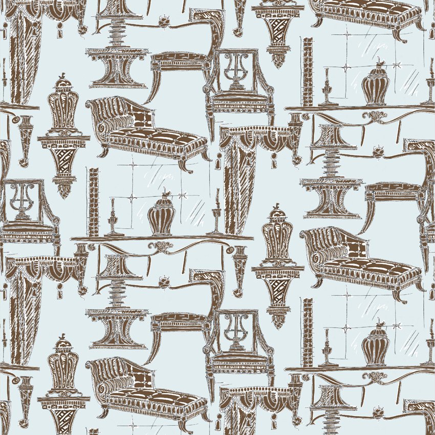 Gaston Y Daniela Blanca Azul Chocolate Fabric 40% Off | Samples