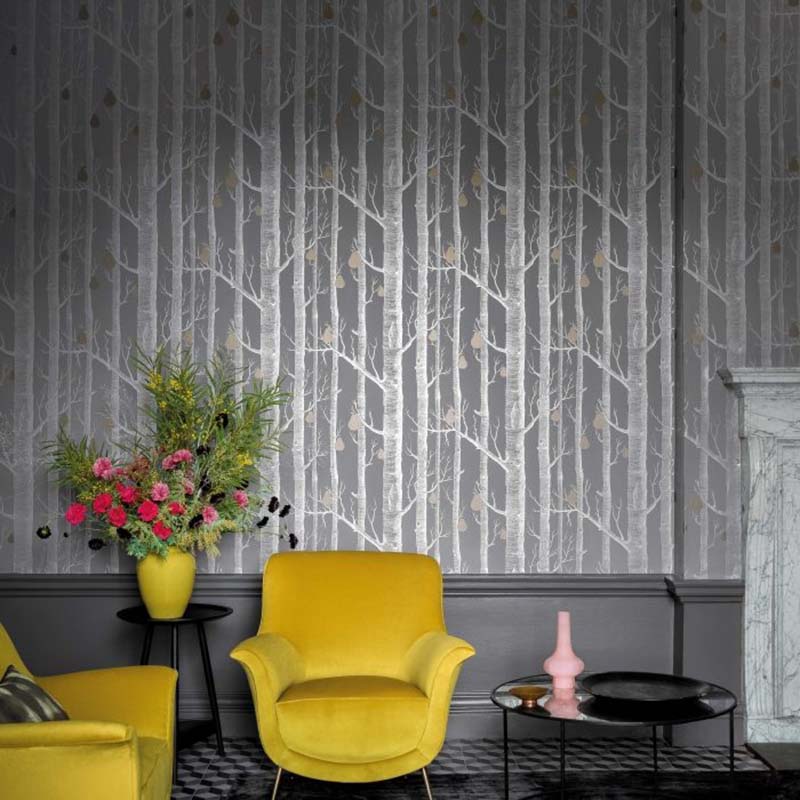 Cole and Son Woods & Pears Charcl Lin Gld Wallpaper 40% Off | Samples
