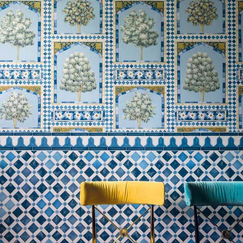 Cole and Son Zellige China Blue &amp; White Wallpaper 40 Off