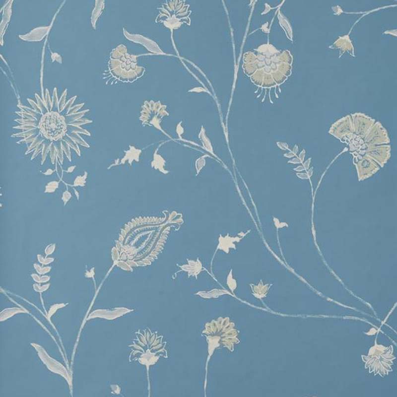 Indian Chintz - White on Powder Blue – Peter Dunham Textiles