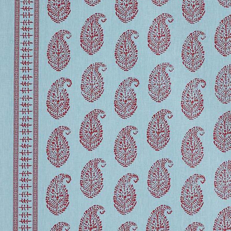 Peter Dunham Kashmir Paisley Red Blue Fabric 40% Off | Samples