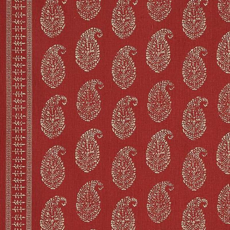 Kashmir Paisley - Sky/Red – Peter Dunham Textiles