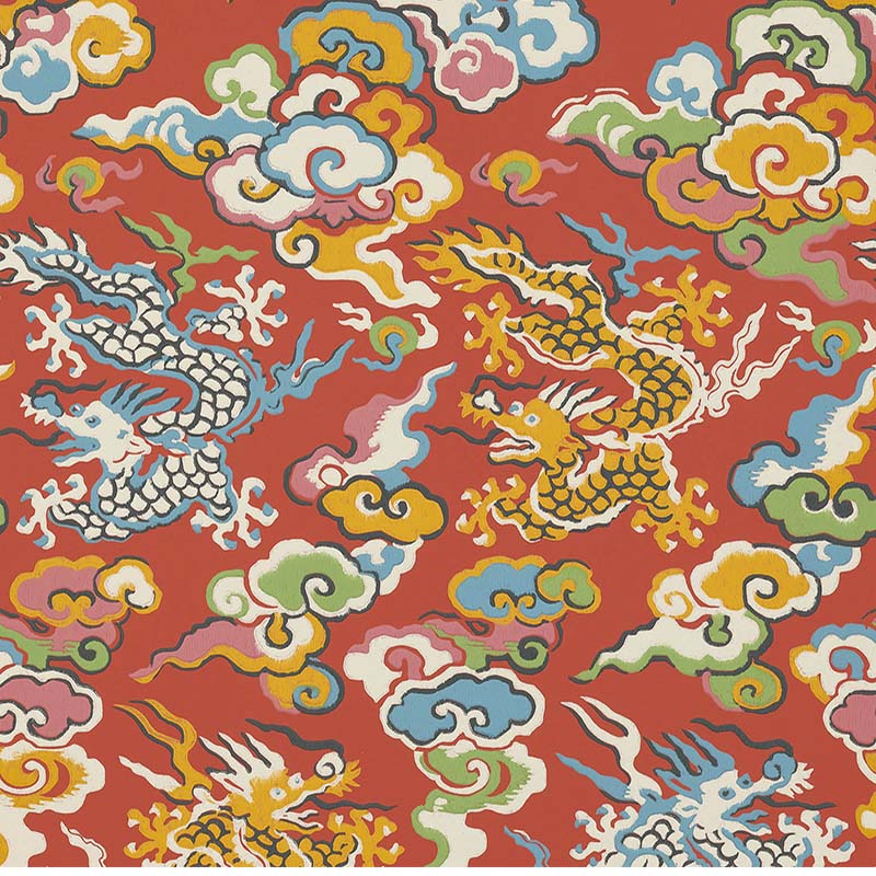 Pierre Frey Dragons De Feu Sanguine Wallpaper 40 Off Samples