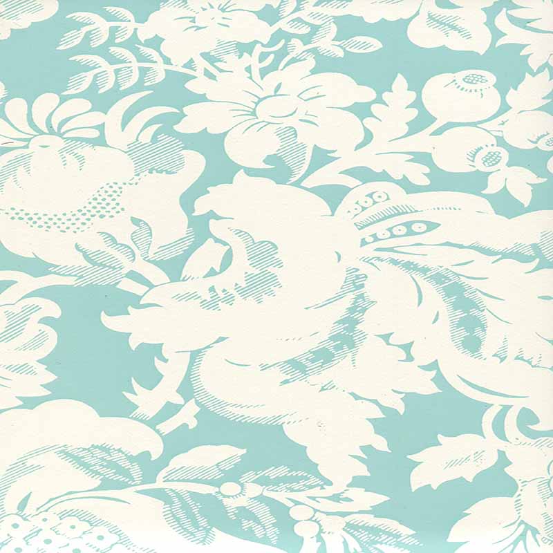 Quadrille Des Gardes Reverse Turquoise Wallpaper 40 Off Samples