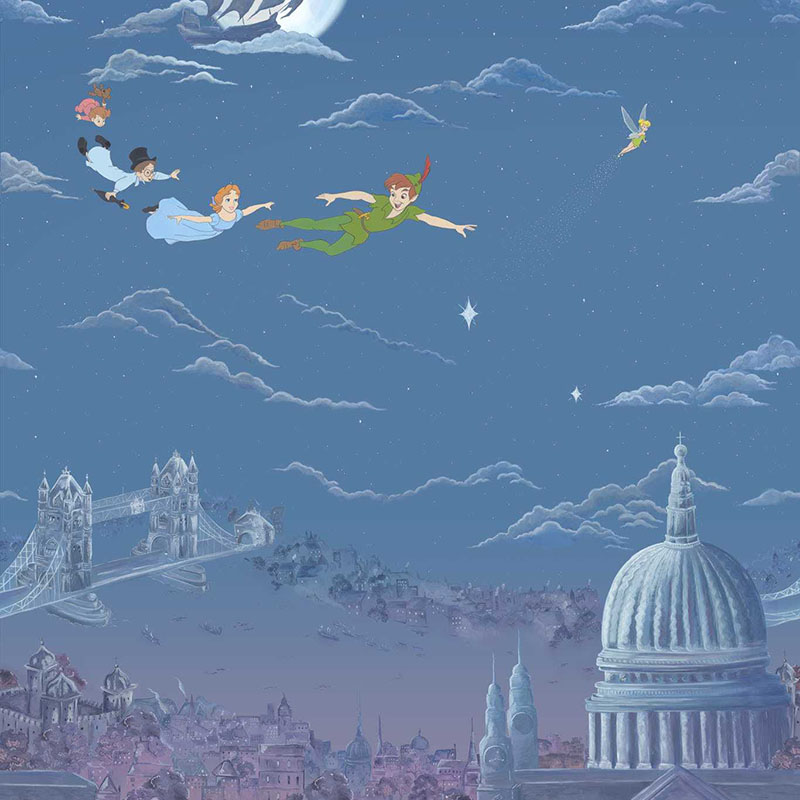 Sanderson Peter Pan Evening Blue Wallpaper 40% Off | Samples