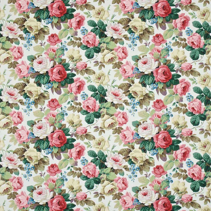 Sanderson Chelsea Rose Green Ivory Fabric 40% Off | Samples