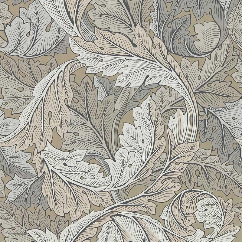 Neutral Gray Antique Acanthus Leaves Motif, Vector Seamless Pattern for  Wallpaper Stock Vector | Adobe Stock