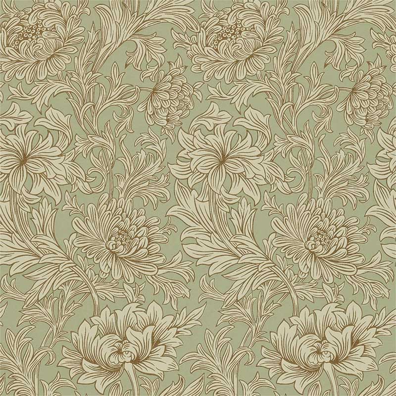 Morris and Co Chrysanthemum Toile Eggshell Gold Wallpaper 40% Off | Samples