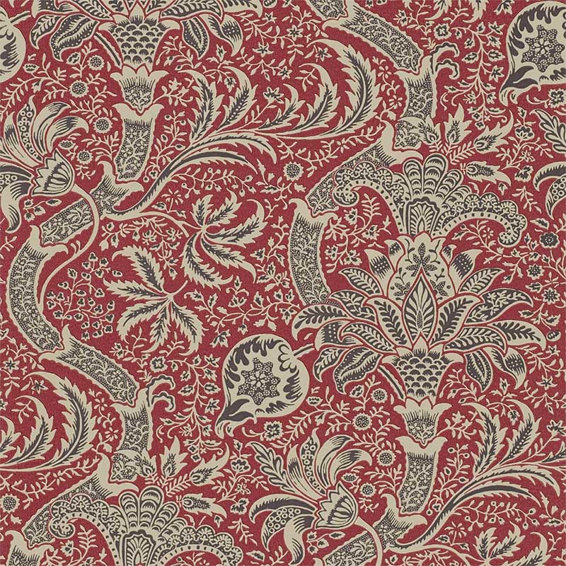 Morris and Co Indian Red Black Wallpaper 40% Off | Samples