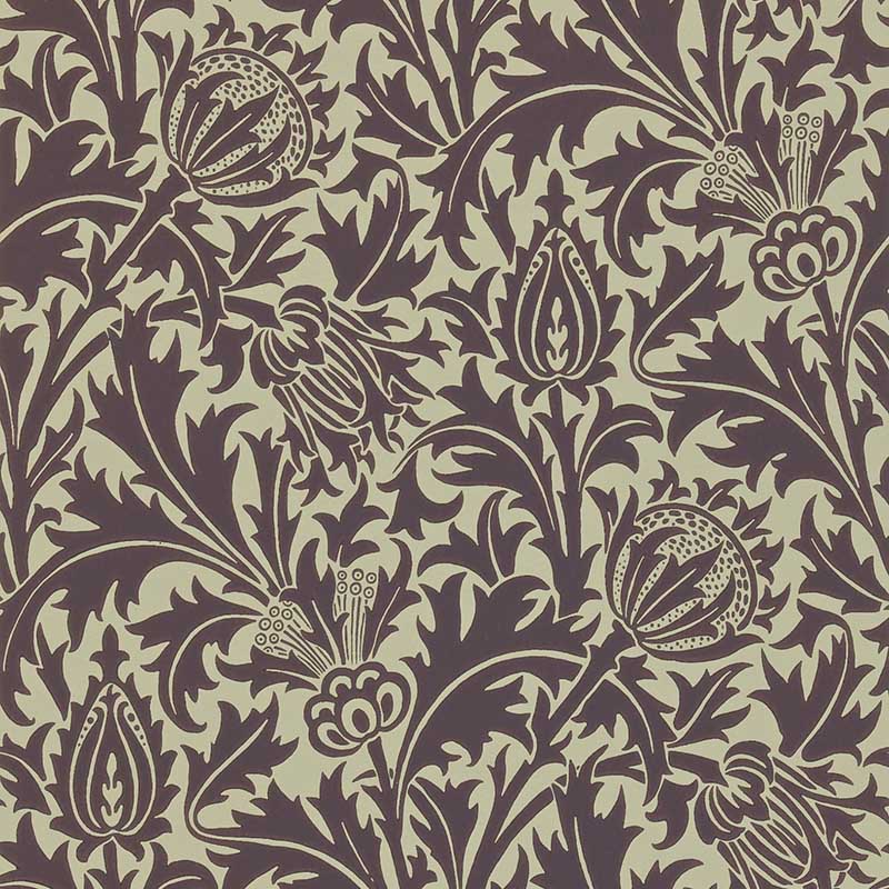 Morris And Co Thistle Mulberry Linen Wallpaper 40 Off Samples