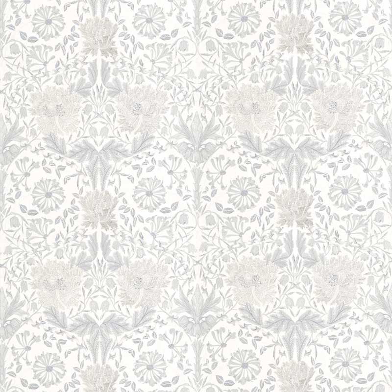 Morris And Co Pure Honeysuckle Tulip Embroidery Lightish Grey Fabric 40 Off Samples