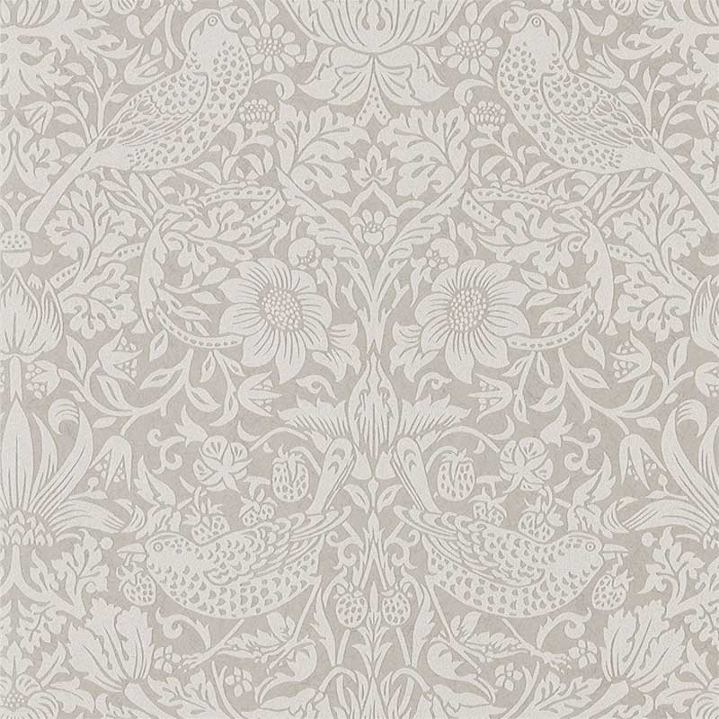 Morris and Co Pure Strawberry Thief Silver Stone Wallpaper 40% Off ...