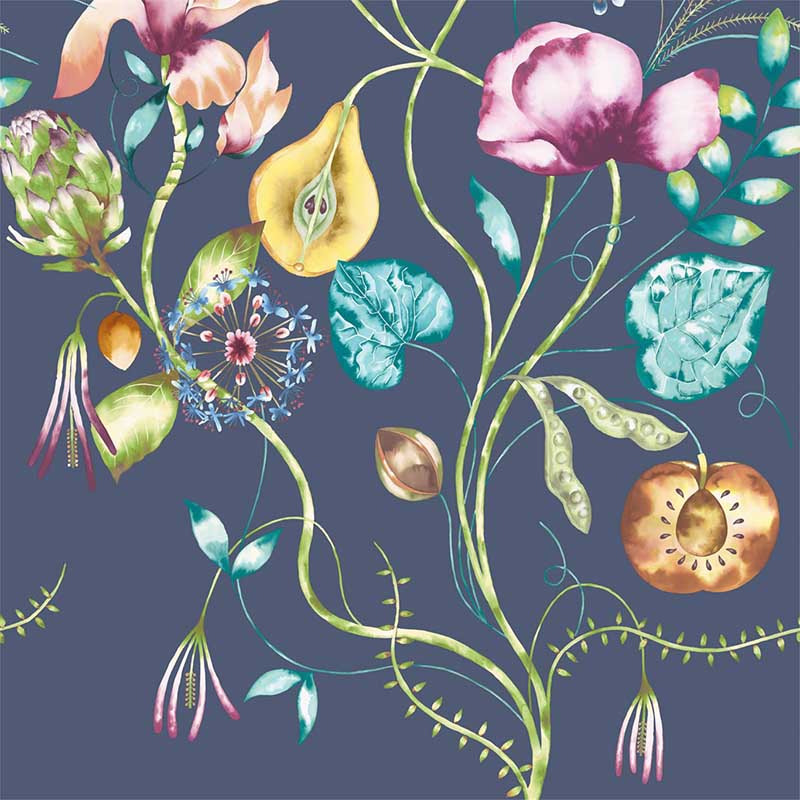 Harlequin Quitessence Tangerine Emerald Navy Wallpaper 40