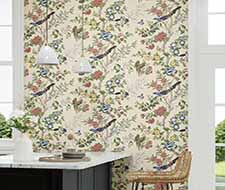 Sanderson Chinoiserie Hall Dawn Blue Persimmon Wallpaper 40% Off | Samples