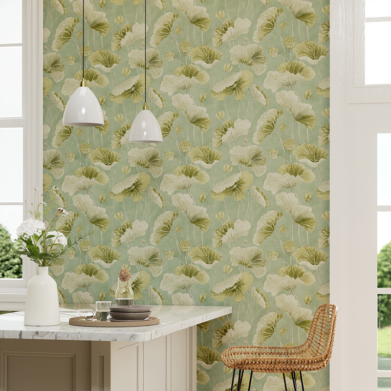 Sanderson Lotus Leaf Midnight Copper Wallpaper 40% Off | Samples
