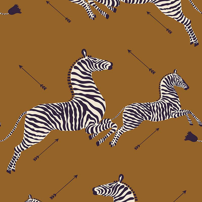 Scalamandre Zebras - Vinyl Safari Brown Wallpaper 40% Off | Samples