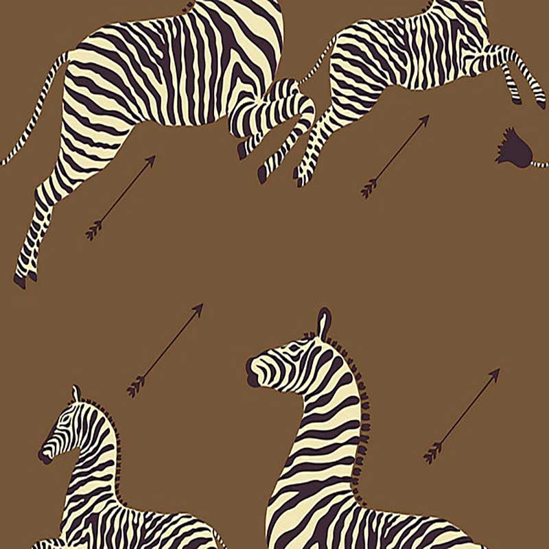 Scalamandre Zebras - Removable Safari Brown Wallpaper 40% Off | Samples