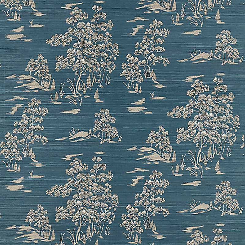 Scalamandre Katsura Embroidered Toile Peacock Wallpaper 40% Off | Samples