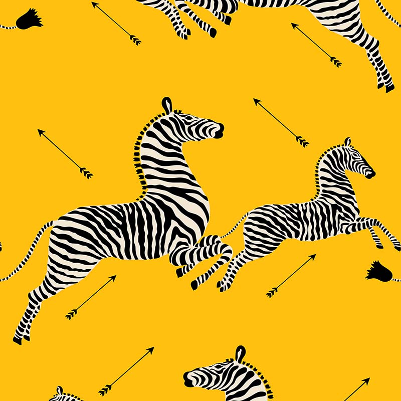 Scalamandre Zebras - Vinyl Yellow Wallpaper 40% Off | Samples