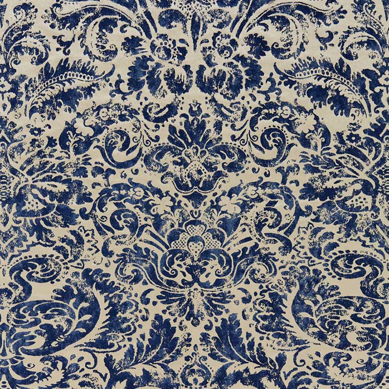 Scalamandre Palladio Velvet Damask Lapis Fabric 40% Off 