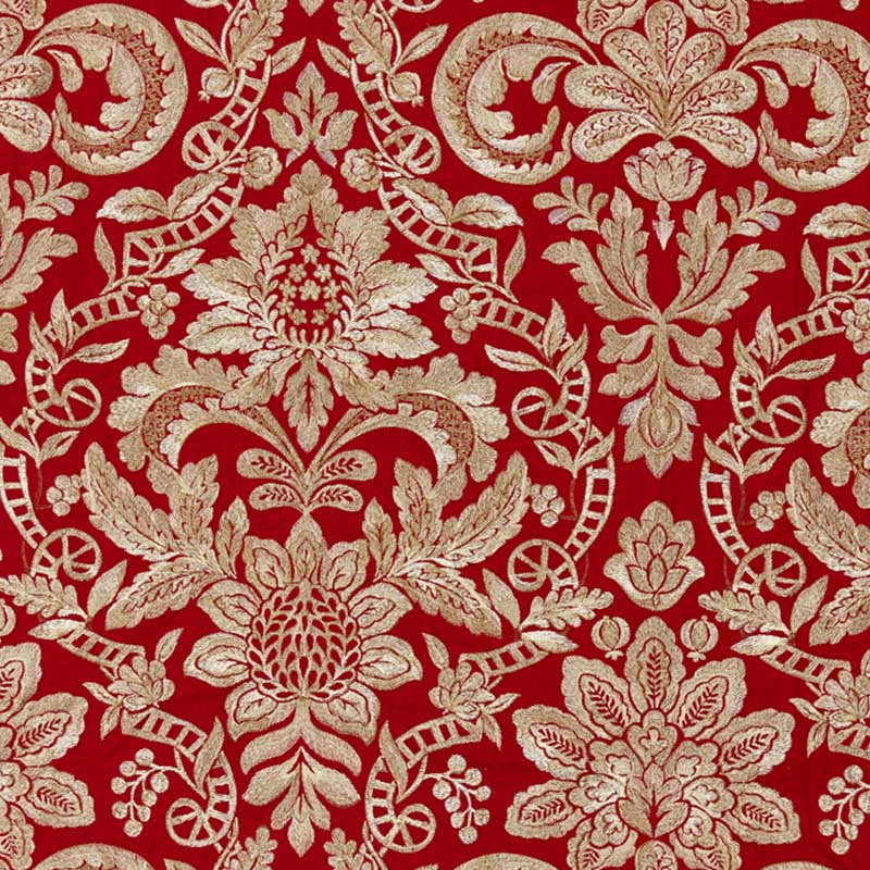 Scalamandre Elizabeth Damask Embroidery Carnelian Fabric 40 Off Samples
