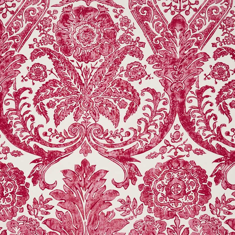 Scalamandre Luciana Damask Print Raspberry Wallpaper 40% Off | Samples