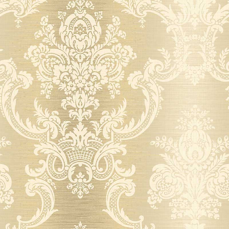 Scalamandre Rochambeau Gold White Wallpaper (Samples)